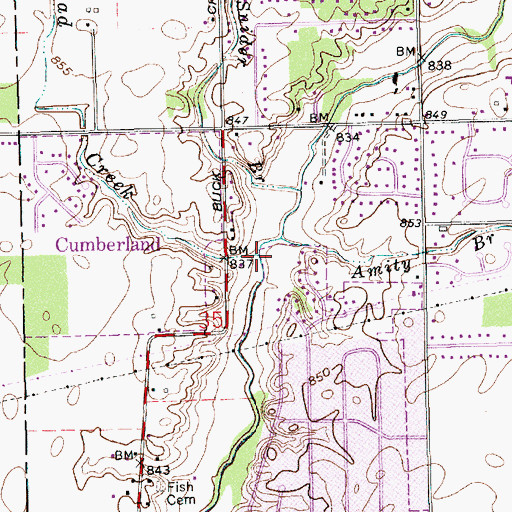 Topographic Map of Lead Creek, IN