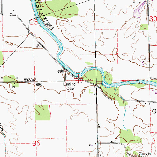 Topographic Map of Leaird Cemetery, IN
