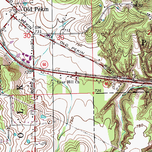 Topographic Map of Lear Hill Church, IN
