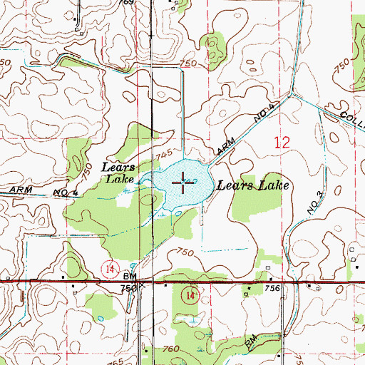 Topographic Map of Lears Lake, IN