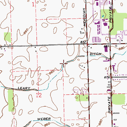 Topographic Map of Leary Ditch, IN