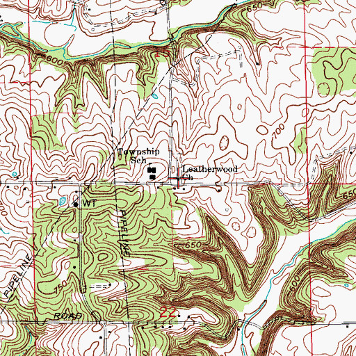 Topographic Map of Leatherwood Church, IN