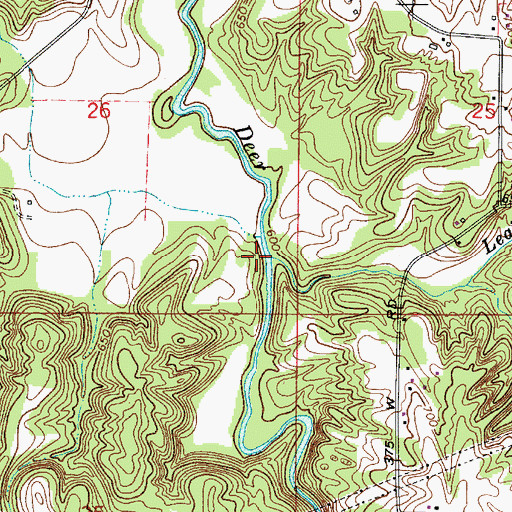 Topographic Map of Leatherwood Creek, IN