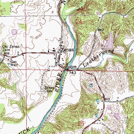 Topographic Map of Leatherwood Creek, IN