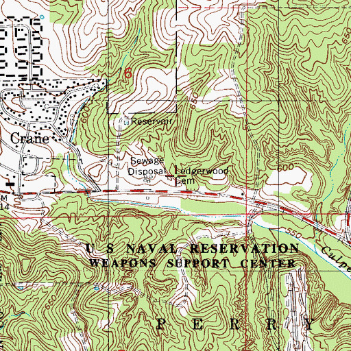 Topographic Map of Ledgerwood Cemetery, IN