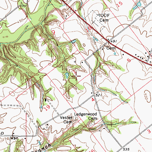 Topographic Map of Ledgerwood Cemetery, IN
