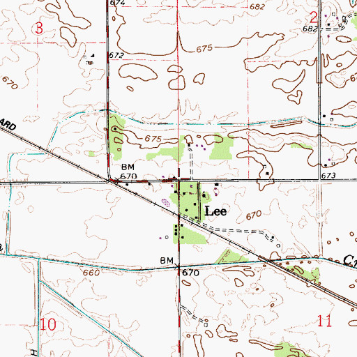 Topographic Map of Lee, IN