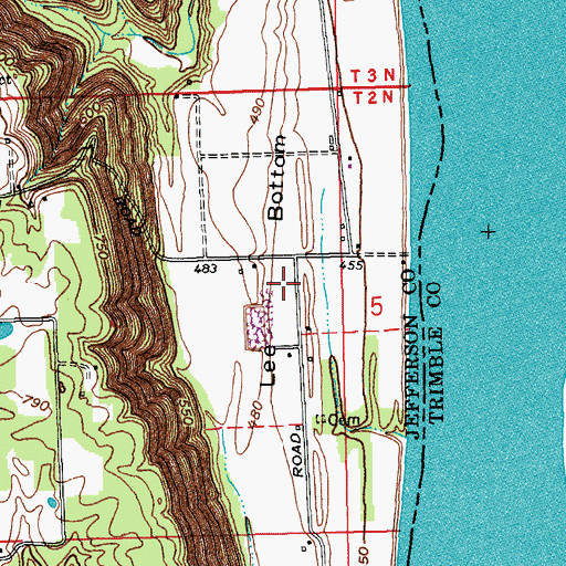 Topographic Map of Lee Bottom, IN