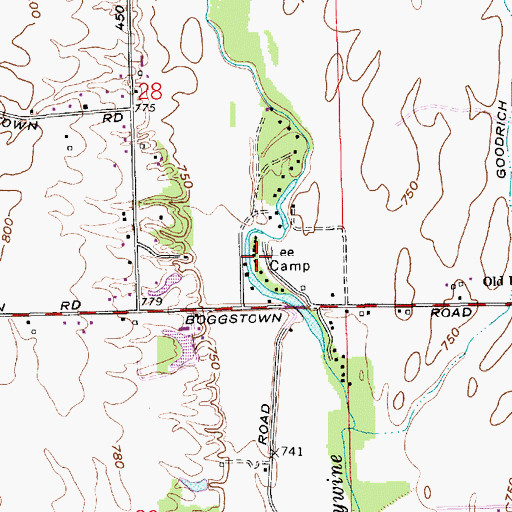 Topographic Map of Lee Camp, IN