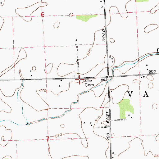 Topographic Map of Lee Cemetery, IN