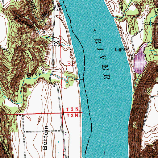 Topographic Map of Lee Creek, IN