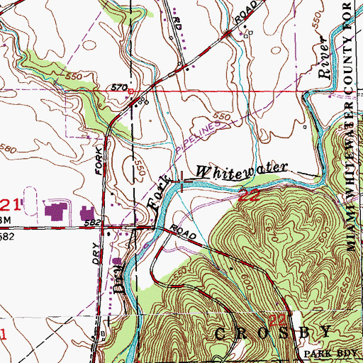Topographic Map of Lee Creek, IN