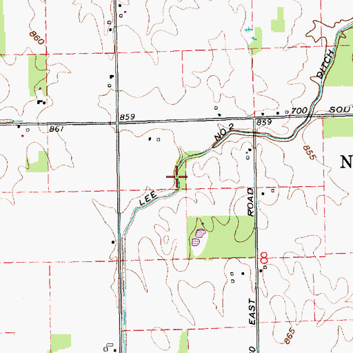 Topographic Map of Lee Number Two Ditch, IN