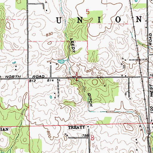 Topographic Map of Leedy Ditch, IN