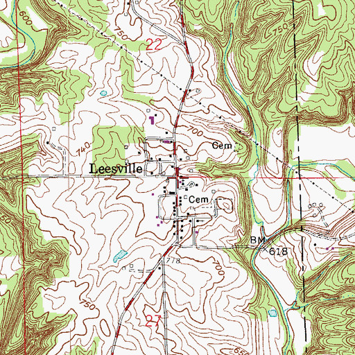 Topographic Map of Leesville, IN