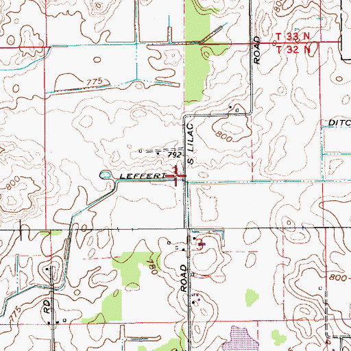 Topographic Map of Leffert Ditch, IN