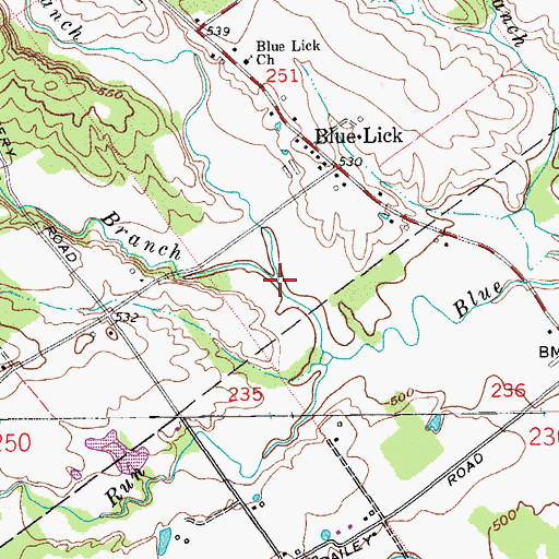 Topographic Map of Left Branch Blue Lick Creek, IN
