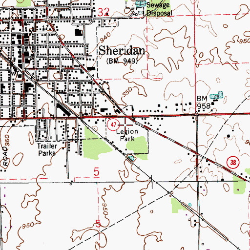 Topographic Map of Legion Park, IN
