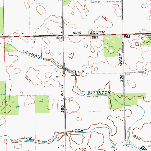 Topographic Map of Lehman Ditch, IN