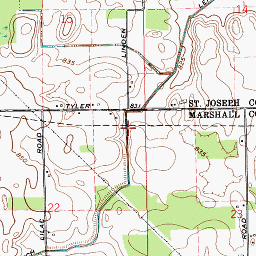 Topographic Map of Lehman Ditch, IN