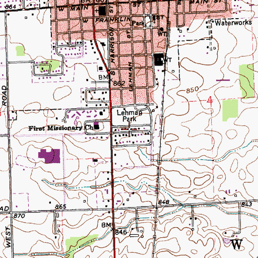 Topographic Map of Lehman Park, IN