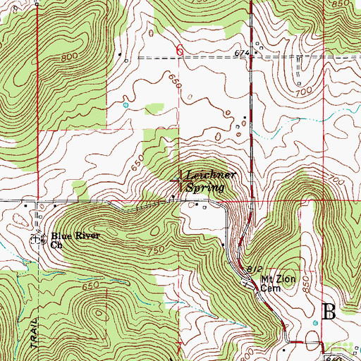 Topographic Map of Leichner Spring, IN