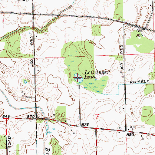 Topographic Map of Leininger Lake, IN