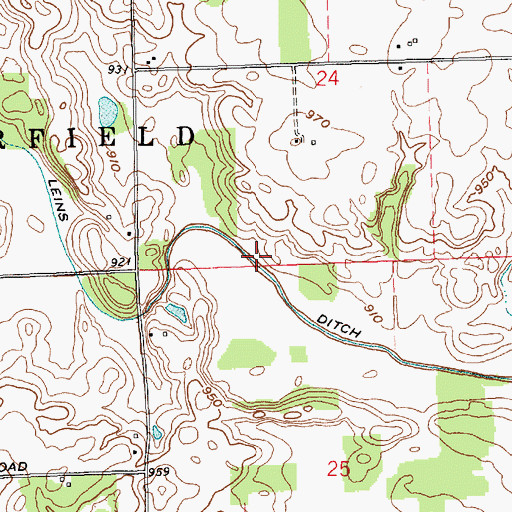 Topographic Map of Leins Ditch, IN