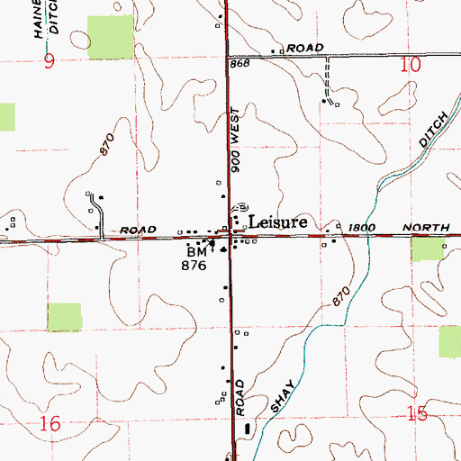 Topographic Map of Leisure, IN