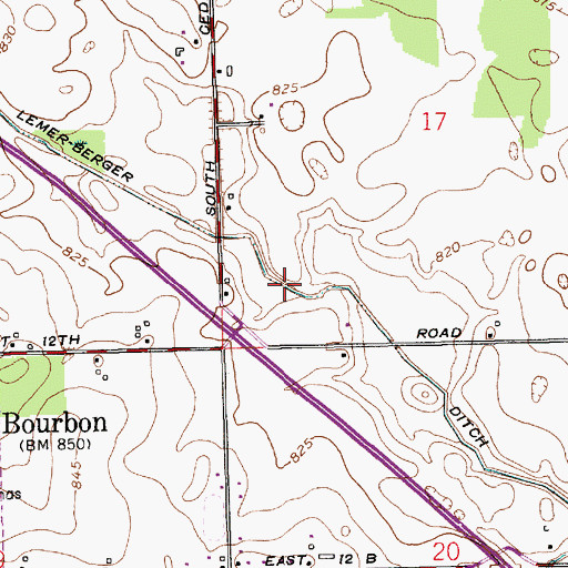 Topographic Map of Lemer-Berger Ditch, IN