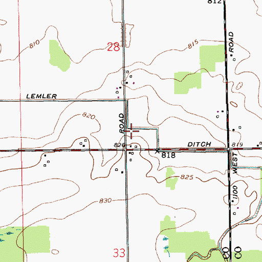 Topographic Map of Lemler Ditch, IN