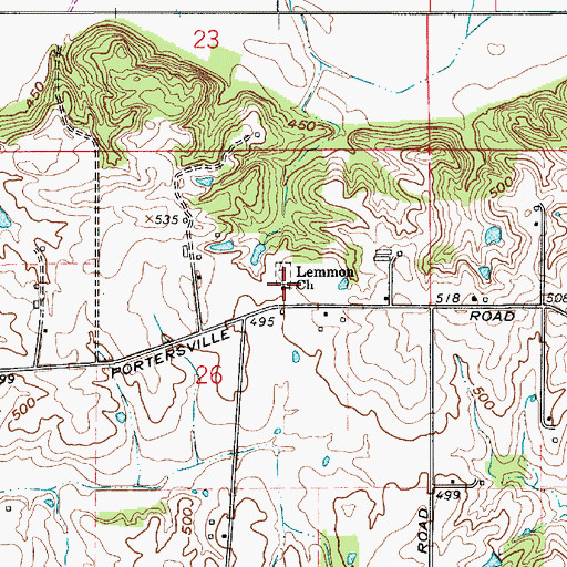 Topographic Map of Lemmon Church, IN