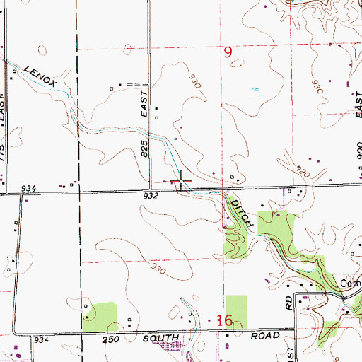 Topographic Map of Lenox Ditch, IN