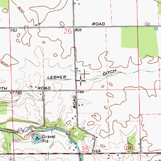 Topographic Map of Lesher Ditch, IN