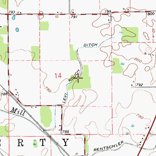 Topographic Map of Levi Rouch Ditch, IN