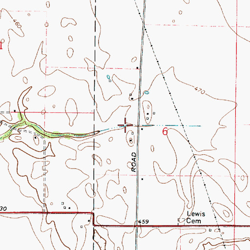 Topographic Map of Lewis Cemetery, IN