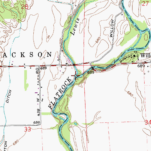 Topographic Map of Lewis Creek, IN
