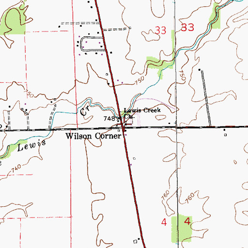 Topographic Map of Lewis Creek Church, IN