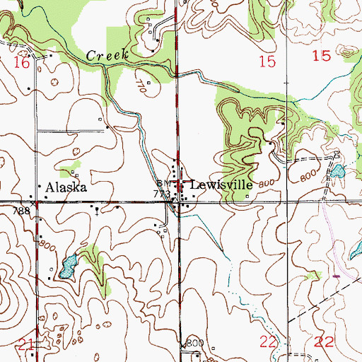 Topographic Map of Lewisville, IN