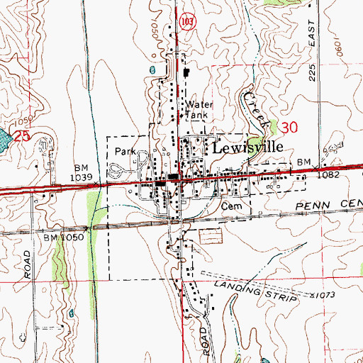 Topographic Map of Lewisville, IN