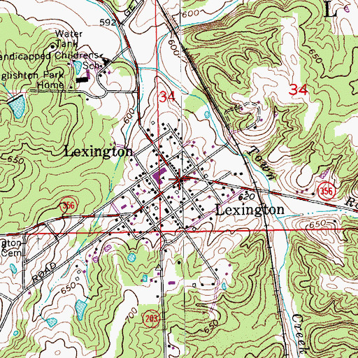 Topographic Map of Lexington, IN