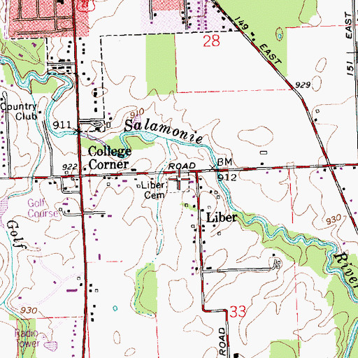 Topographic Map of Liber Cemetery, IN