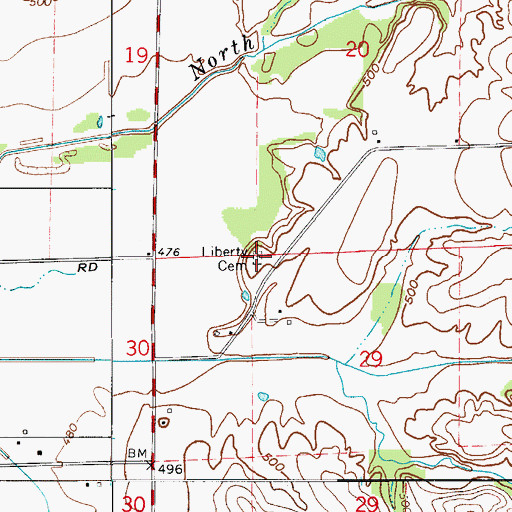 Topographic Map of Liberty Cemetery, IN