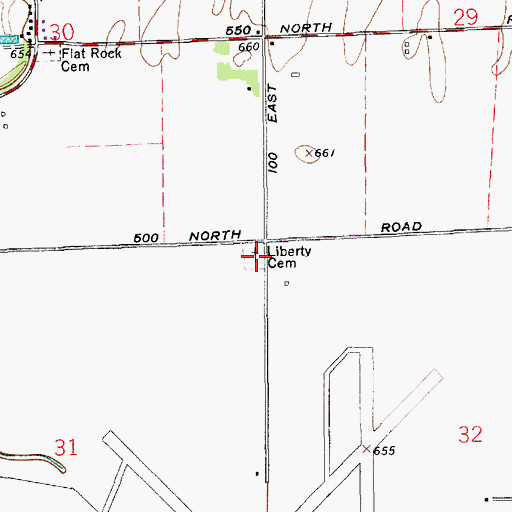 Topographic Map of Liberty Cemetery, IN