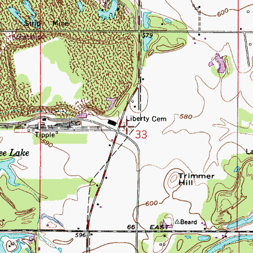Topographic Map of Liberty Cemetery, IN