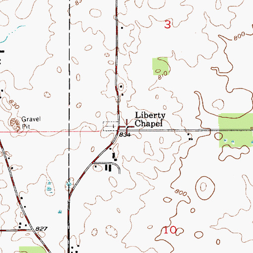 Topographic Map of Liberty Chapel, IN