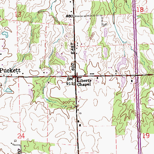 Topographic Map of Liberty Chapel, IN