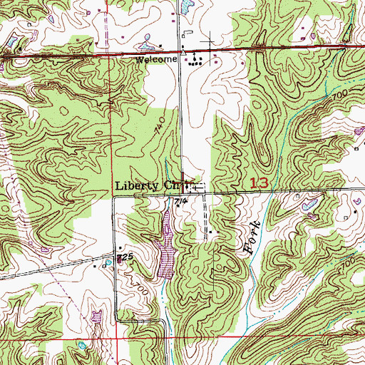 Topographic Map of Liberty Church, IN