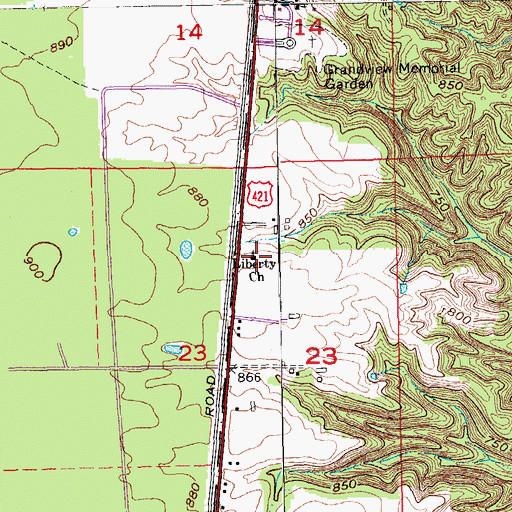 Topographic Map of Liberty Church, IN