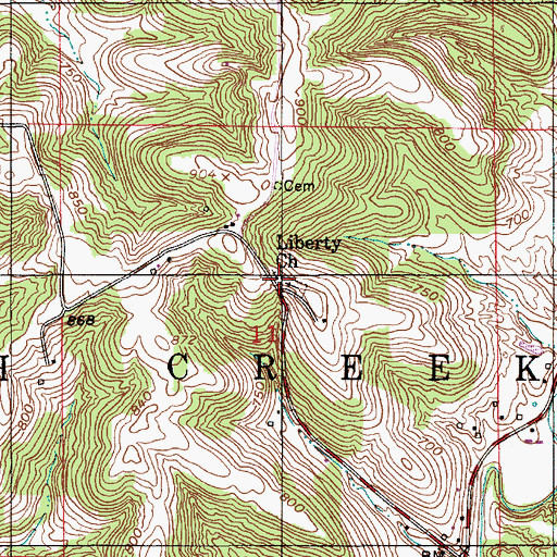 Topographic Map of Liberty Church, IN